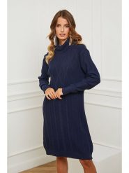 Joséfine Sukienka dzianinowa "Bernie" w kolorze niebieskim rozmiar: M. Niebieskie sukienki Joséfine, na co dzień, m, bez wzorów, z dzianiny, bez kołnierzyka, bez ramiączek, midi, proste. Za 174.84 zł.