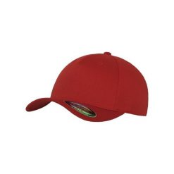 Czapka Z 5 Panelami Unisex. Czerwone czapki z daszkiem FLEXFIT, bez wzorów, z elastanu. Za 78.99 zł.