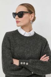 Morgan sweter z domieszką wełny damski kolor szary. Szare swetry Morgan, l, bez wzorów, z dzianiny, bez ramiączek. W wyprzedaży za 209.99 zł.