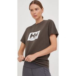Helly Hansen t-shirt bawełniany kolor biały z nadrukiem. Białe t-shirty Helly Hansen, l, bez wzorów, z bawełny, bez kołnierzyka, bez ramiączek. Za 139.99 zł.