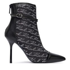Botki KARL LAGERFELD. Czarne botki KARL LAGERFELD, bez wzorów, bez obcasa, na szpilce, bez zapięcia. Za 1,099.00 zł.