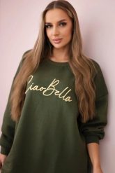 Bluza ocieplana z napisem Ciao Bella khaki. Brązowe bluzy KESI, l, bez wzorów, z bawełny, bez kaptura. Za 258.24 zł.