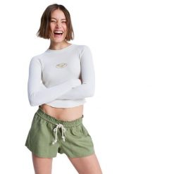 Dla Kobiety OCEANSIDE Zielony. Zielone szorty Roxy, bez wzorów, ze lnu. Za 149.99 zł.