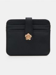 Mały portfel na karty z imitacji skóry - czarny. Czarne portfele Sinsay, bez wzorów, ze skóry. Za 15.99 zł.