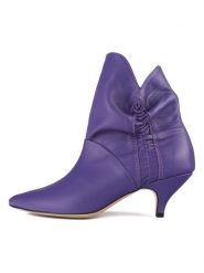 Loft37 Skórzane botki "Make Me Like You" w kolorze fioletowym rozmiar: 39. Różowe botki loft37, bez wzorów, eleganckie, bez obcasa, na szpilce, bez zapięcia. Za 348.90 zł.