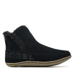 Botki Sorel. Czarne botki Sorel, bez wzorów, bez obcasa, na płaskiej podeszwie, bez zapięcia. Za 269.99 zł.