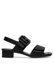 Rieker Sandały 62663-01 Czarny. Czarne sandały Rieker, bez wzorów, ze skóry, bez obcasa, na słupku, bez zapięcia. Za 289.99 zł.