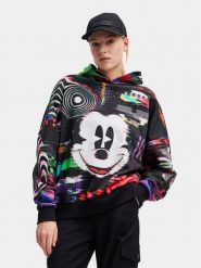 Desigual Bluza 23WWSK11 Czarny Oversize. Czarne bluzy Desigual, s, bez wzorów, z bawełny, bez kaptura. Za 309.99 zł.
