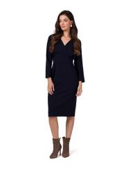 Be Wear Sukienka w kolorze granatowym rozmiar: M. Niebieskie sukienki Be Wear, m, bez wzorów, bez kołnierzyka, bez ramiączek, midi. Za 153.71 zł.