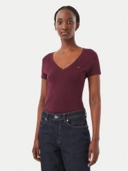 Tommy Jeans T-Shirt DW0DW20458 Fioletowy Slim Fit. Fioletowe t-shirty Tommy Jeans, l, bez wzorów, z bawełny, bez kołnierzyka, bez ramiączek. Za 129.99 zł.