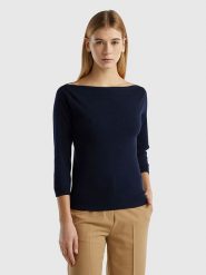 Benetton Sweter w kolorze czarnym rozmiar: L. Czarne swetry Benetton, l, bez wzorów, z bawełny, bez ramiączek. Za 88.23 zł.