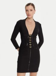 Elisabetta Franchi Sukienka koktajlowa AB-797-57E2-V590 Czarny Slim Fit. Czarne sukienki Elisabetta Franchi, bez wzorów, z syntetyku, wizytowe, bez kołnierzyka, bez ramiączek. Za 2,049.00 zł.