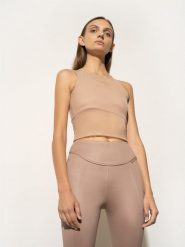 4F Top z łączonych materiałów 4F x Anna Lewandowska XL. Brązowe topy sportowe 4f, uniwersalny, bez wzorów, z materiału. Za 129.99 zł.