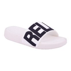 Klapki damskie Coqui Speedy. Białe klapki Coqui, bez wzorów, z materiału, sportowe, bez obcasa, bez zapięcia. Za 52.99 zł.