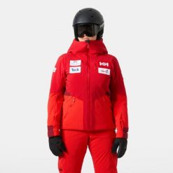 Damska kurtka narciarska Helly Hansen Kvitfjell Race. Czerwone kurtki narciarskie Helly Hansen, na zimę, bez wzorów, bez kaptura, narciarskie. W wyprzedaży za 2,298.50 zł.