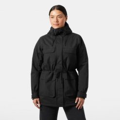 Parka dla kobiet Helly Hansen Escape. Czarne płaszcze Helly Hansen, na jesień, s, z aplikacjami, z materiału, biznesowe, bez kaptura. Za 1,044.55 zł.