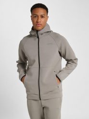 Bluza z kapturem z pełnym zamkiem błyskawicznym Hummel Tech. Szare bluzy z kapturem Hummel, na wiosnę, m, bez wzorów, z bawełny, z kapturem, na fitness i siłownię. Za 385.50 zł.