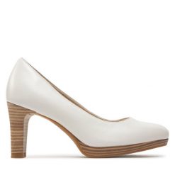 Czółenka Tamaris. Białe czółenka Tamaris, bez wzorów, bez obcasa, bez zapięcia. Za 279.99 zł.