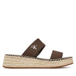 Espadryle Calvin Klein Jeans. Brązowe espadryle Calvin Klein Jeans, bez wzorów, z jeansu, sportowe, bez obcasa. Za 229.99 zł.