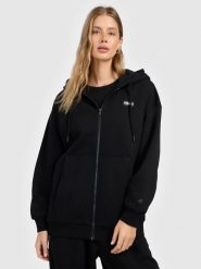 4F Bluza dresowa rozpinana z kapturem damska - czarna M. Czarne bluzy z kapturem 4f, m, bez wzorów, z dresówki, z kapturem. Za 189.99 zł.