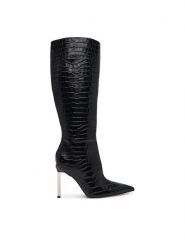 Guess Kozaki FLFCYY LEP11 Czarny. Czarne kozaki Guess, z aplikacjami, ze skóry, bez obcasa, na szpilce, bez zapięcia. Za 1,139.00 zł.