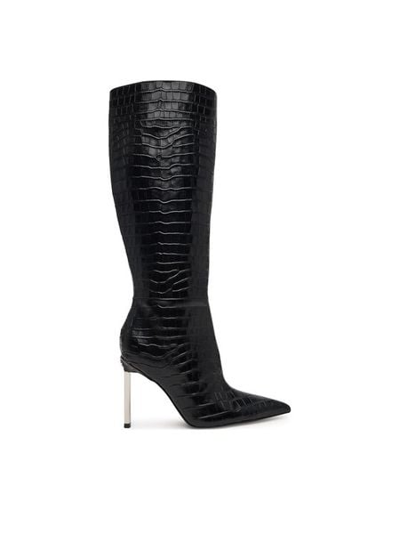 Guess Kozaki FLFCYY LEP11 Czarny. Czarne kozaki Guess, z aplikacjami, ze skóry, bez obcasa, na szpilce, bez zapięcia. Za 1,139.00 zł.