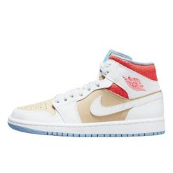 Buty do chodzenia dla dorosłych Air Jordan 1 Mid SE Sesame. Białe buty treningowe Jordan, bez wzorów, ze skóry, bez zapięcia, tenisowe. Za 1,676.41 zł.