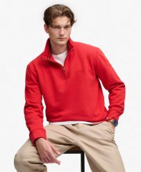 Superdry Bluza Essential Serif Logo Half Zip z recyklingowanego poliestru –. Czerwone bluzy bez kaptura Superdry, xl, bez wzorów, z bawełny, bez kaptura. Za 345.10 zł.