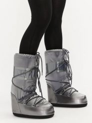 Moon Boot Śniegowce 80D1401680 Srebrny. Szare śniegowce Moon Boot, bez wzorów, ze skóry, bez zapięcia. Za 989.99 zł.