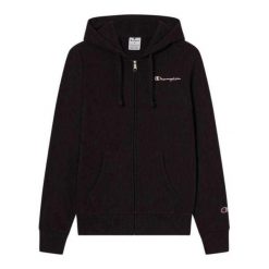 Damska Bluza Z Kapturem Zapinana Na Zamek Błyskawiczny. Czarne bluzy Champion, bez wzorów, sportowe, bez ramiączek, z kapturem. Za 326.99 zł.