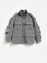 Kurtka cargo oversize - ciemnoszary. Szare kurtki Reserved, l, bez wzorów, z tkaniny, bez kaptura. Za 379.99 zł.