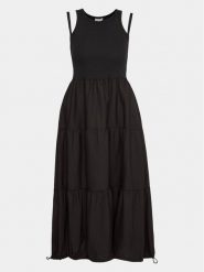 Deha Sukienka codzienna D83740 Czarny Regular Fit. Czarne sukienki Deha, na co dzień, s, bez wzorów, z bawełny, bez kołnierzyka, bez ramiączek, proste. Za 659.99 zł.