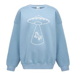 Bluza Galop Wear Cosmic Abduction. Niebieskie bluzy GALOP WEAR, uniwersalny, bez wzorów, sportowe, bez ramiączek, bez kaptura. W wyprzedaży za 209.00 zł.