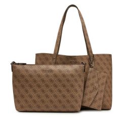 Torebka Guess. Brązowe shopper bag Guess, z aplikacjami, bez dodatków. Za 469.99 zł.