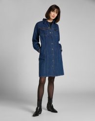 LEE VOLUME SLEEVE DRESS DAMSKA SUKIENKA JEANSOWA RINSE L50INA36 112140195. Sukienki Lee, l, bez wzorów, z jeansu, bez kołnierzyka, bez ramiączek. Za 239.99 zł.