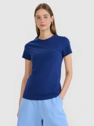 4F T-shirt slim gładki damski - granatowy XXL. Niebieskie t-shirty 4f, xs, bez wzorów, z bawełny, klasyczne, bez kołnierzyka, bez ramiączek. Za 39.99 zł.