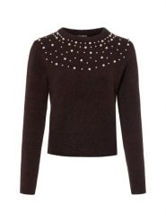 Marie Lund Sweter z domieszką wełny Kobiety brązowy, M. Brązowe swetry Marie Lund, m, bez wzorów, z wełny, bez ramiączek. Za 129.95 zł.