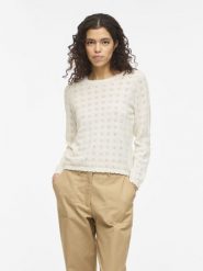 Vila sweter z dzianiny - VIAmbelle Kobiety Bawełna biały, XS. Białe swetry Vila, xs, bez wzorów, z bawełny, eleganckie, bez ramiączek. Za 89.95 zł.
