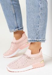 Różowe Buty Sportowe z Elastyczną Cholewką i Cyrkoniami Risamel. Czerwone buty sportowe lifestyle Born2be, bez wzorów, przed kostkę, bez zapięcia. W wyprzedaży za 79.99 zł.