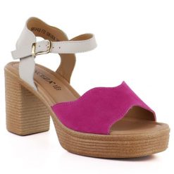 Skórzane sandały na obcasie różowo-beżowe Vinceza 26-66943. Brązowe sandały VINCEZA, bez wzorów, z materiału, bez obcasa, na obcasie, bez zapięcia. Za 199.99 zł.