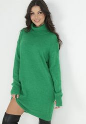 Zielona Sukienka Wełniana Oversize z Golfem Heire. Zielone sukienki Born2be, na co dzień, s, bez wzorów, z wełny, eleganckie, bez kołnierzyka, bez ramiączek, mini, kopertowe. W wyprzedaży za 152.99 zł.