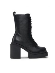 Bronx Botki Ankle boots 34290-U Czarny. Czarne botki Bronx, bez wzorów, ze skóry, bez obcasa, na słupku, bez zapięcia. Za 1,059.00 zł.