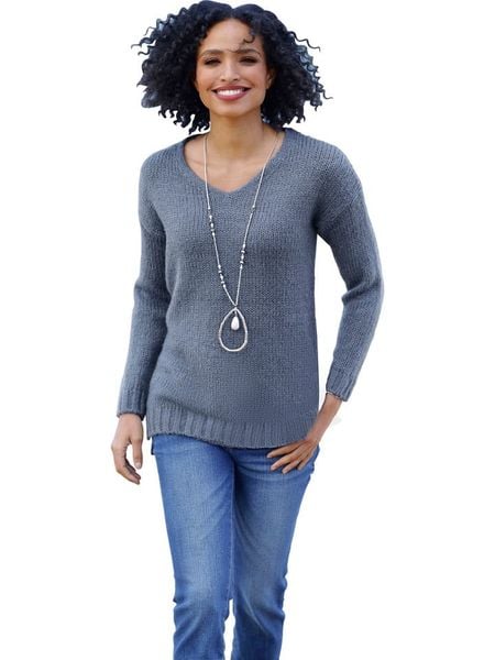 Heine Sweter w kolorze niebieskim rozmiar: 38. Niebieskie swetry Heine, bez wzorów, bez ramiączek. Za 34.99 zł.