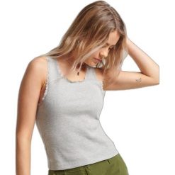 Tank top z koronkowym wykończeniem dla kobiet Superdry. Szare topy Superdry, l, bez wzorów, z koronki, bez kołnierzyka, bez ramiączek. Za 107.05 zł.