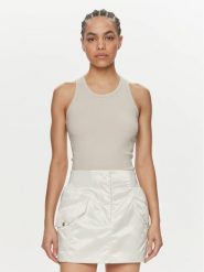 Calvin Klein Top K20K206554 Beżowy Slim Fit. Brązowe topy Calvin Klein, xl, bez wzorów, bez kołnierzyka, bez ramiączek. Za 79.99 zł.