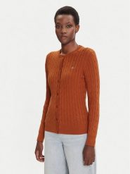 Gant Kardigan 4800103 Brązowy Slim Fit. Brązowe swetry Gant, xs, bez wzorów, z bawełny, bez ramiączek. Za 569.99 zł.