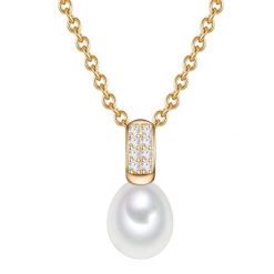 Valero Pearls Naszyjnik srebrny srebro wysokiej próby Cyrkonia Perła hodowlana słodkowodna żółte złoto Naszyjniki 1 ct Damski. Szare naszyjniki Valero Pearls, z materiału, z cyrkonią, pozłacane. Za 278.99 zł.