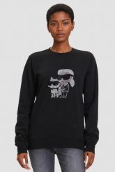 KARL LAGERFELD Czarna damska bluza z cyrkoniami Ikon Rs Duo, Rozmiar XL. Czarne bluzy KARL LAGERFELD, xl, bez wzorów, eleganckie, bez ramiączek, bez kaptura. W wyprzedaży za 389.99 zł.