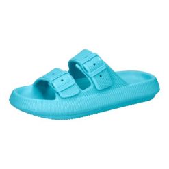 Klapki sportowe damskie CMP Belem Slipper turkusowe wygodne. Niebieskie klapki CMP, bez wzorów, z materiału, sportowe, bez obcasa, bez zapięcia. Za 89.00 zł.