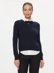 Tommy Jeans Sweter Essential DW0DW17254 Granatowy Regular Fit. Niebieskie swetry Tommy Jeans, xxs, bez wzorów, z bawełny, bez ramiączek. Za 429.99 zł.